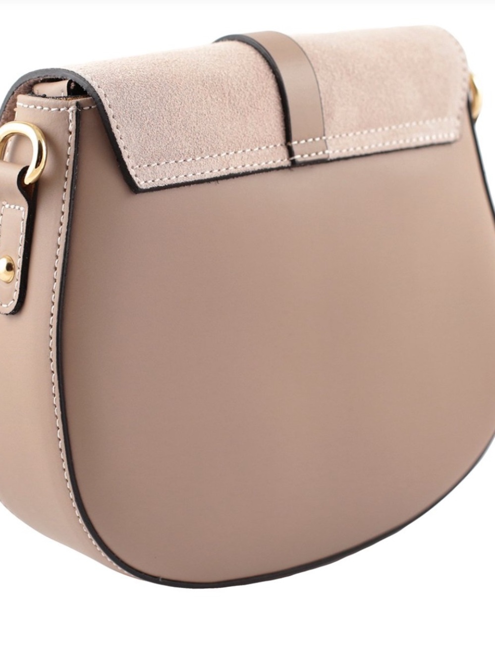 MADE IN ITALY Crossbody Genuine Suede Leather Bag cognac colour, - Picture 4 of 15